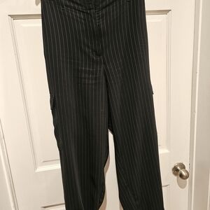 DKNY Black Pinstripe Cargo Pants